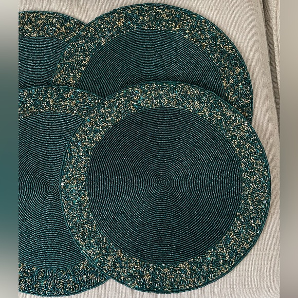 Teal and gold beaded placemats (set of 6) - Picture 5 of 7